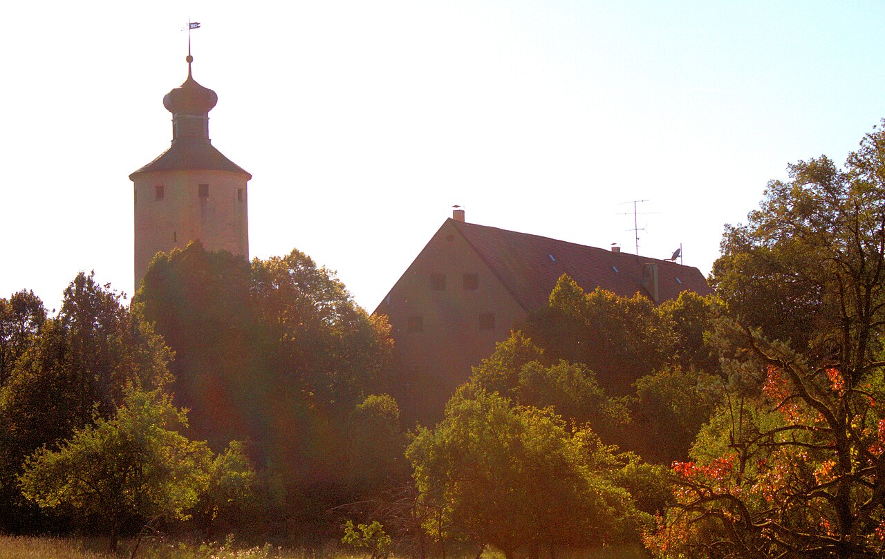 Northeastern view on Schloss Sandsee, Landkreis Weißenburg-Gunzenhausen, Bavaria, Germany