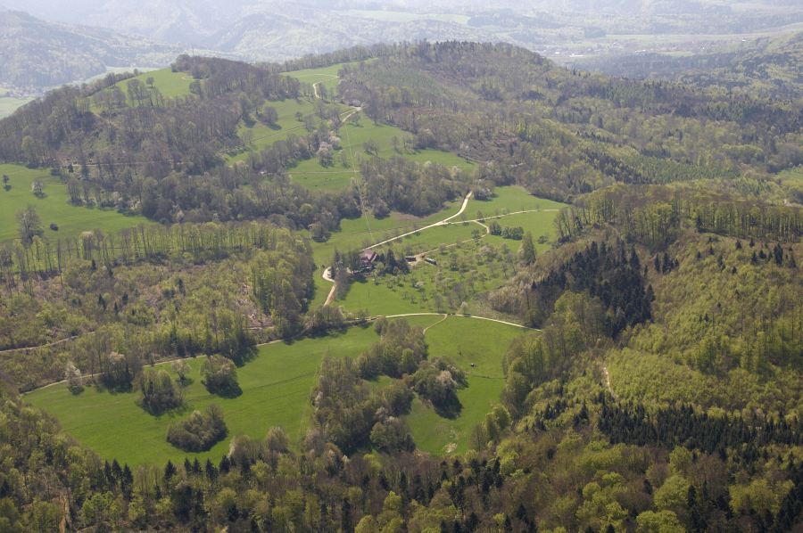 Aerial Picture Schönberg, Luftbild vom Schönberg (Ebringen) mit dem Unteren Schönberger Hof in der Bildmitte