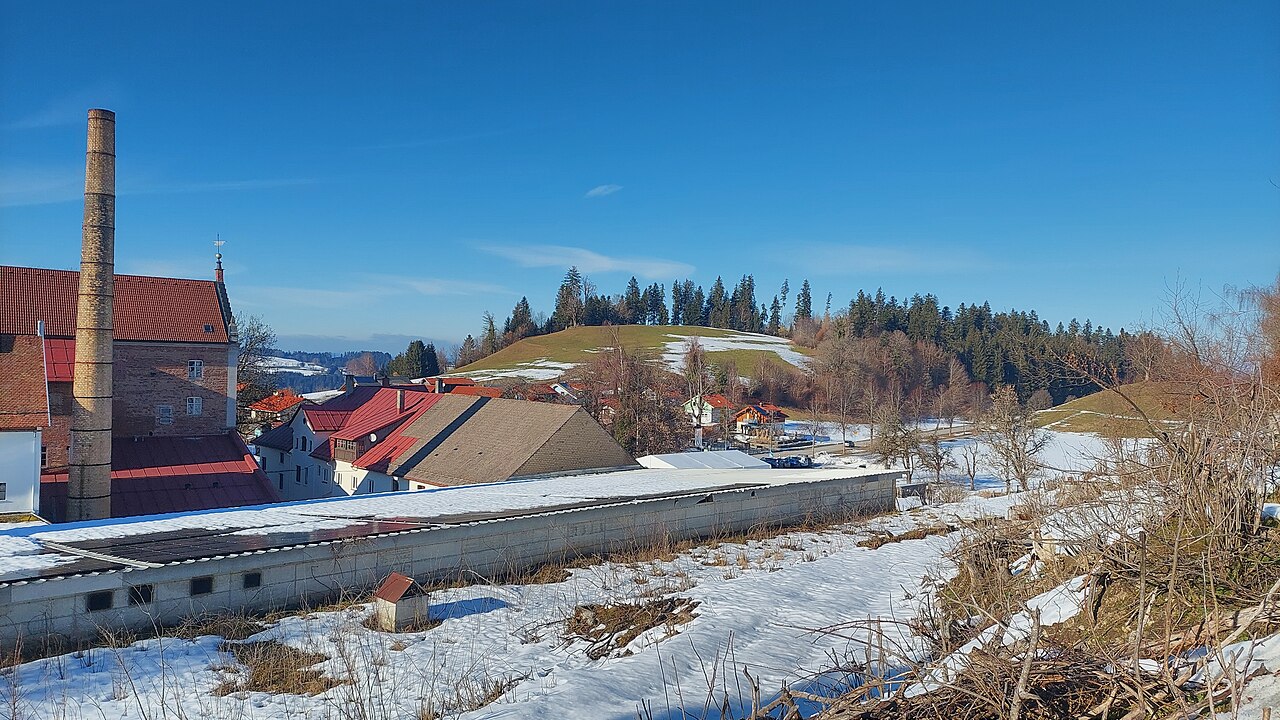 Sinkenberg in the municipality of Weiler-Simmerberg, Bavaria, Germany, view from south
