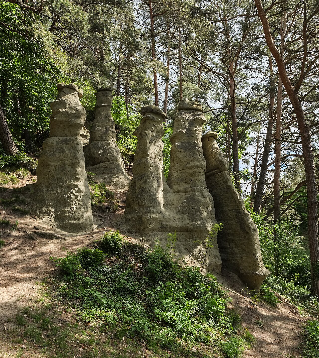 The Churfirsten , a rock formation (fairy chimneys) near Sipplingen, county Bodenseekreis, Baden Wurttemberg, Germany