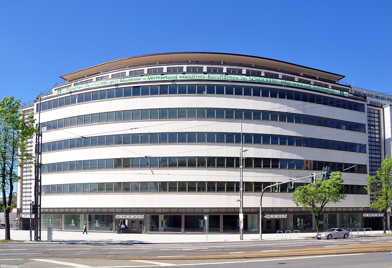 Former Schocken Department Store in Chemnitz, shortly before finishing restoration in 2013