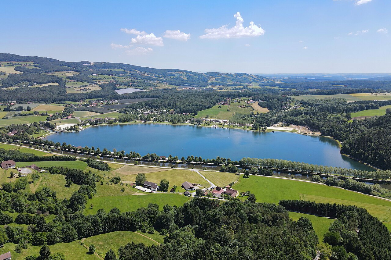 Aerial view of Stubenbergsee, Austria