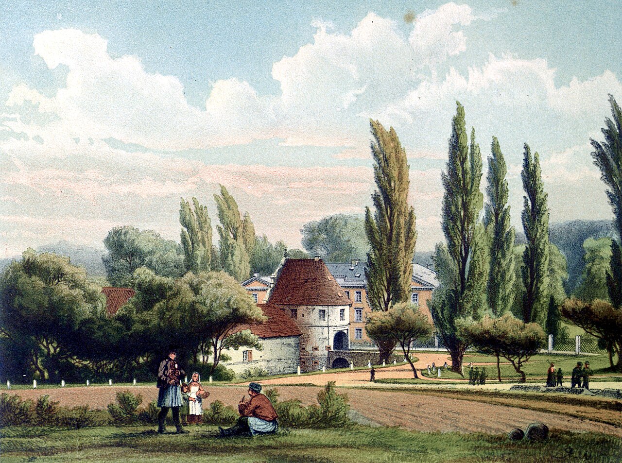 Schloss Brünninghausen mit dem Torhaus in der Bildmitte