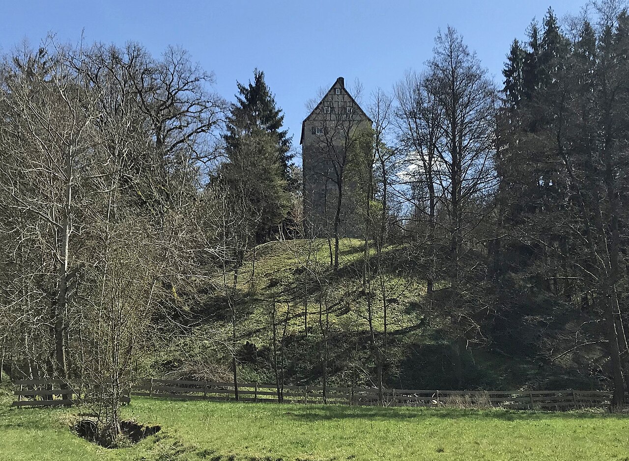 Turmhügelburg Leinroden von Norden aus gesehen