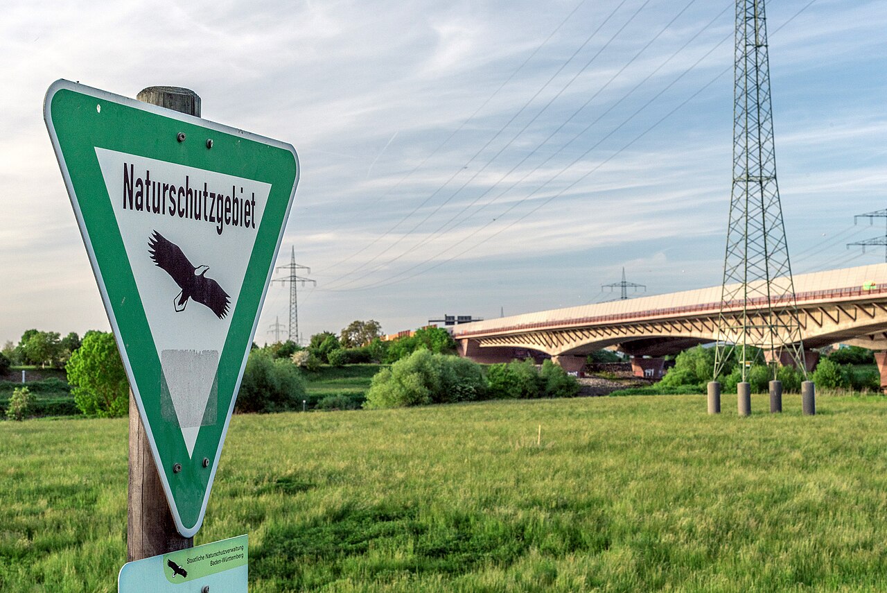Nature sanctuary Wörthel situated along the Neckar River in Mannheim
