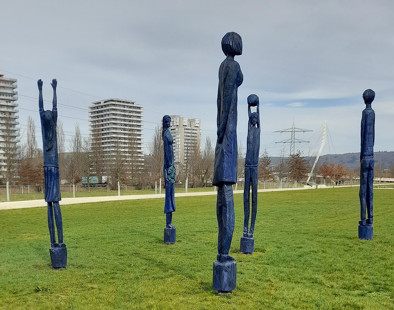 Sculpture group "Blue People" by Jean-Luc Ringwald on the country garden schow 2018 in Lahr, Germany