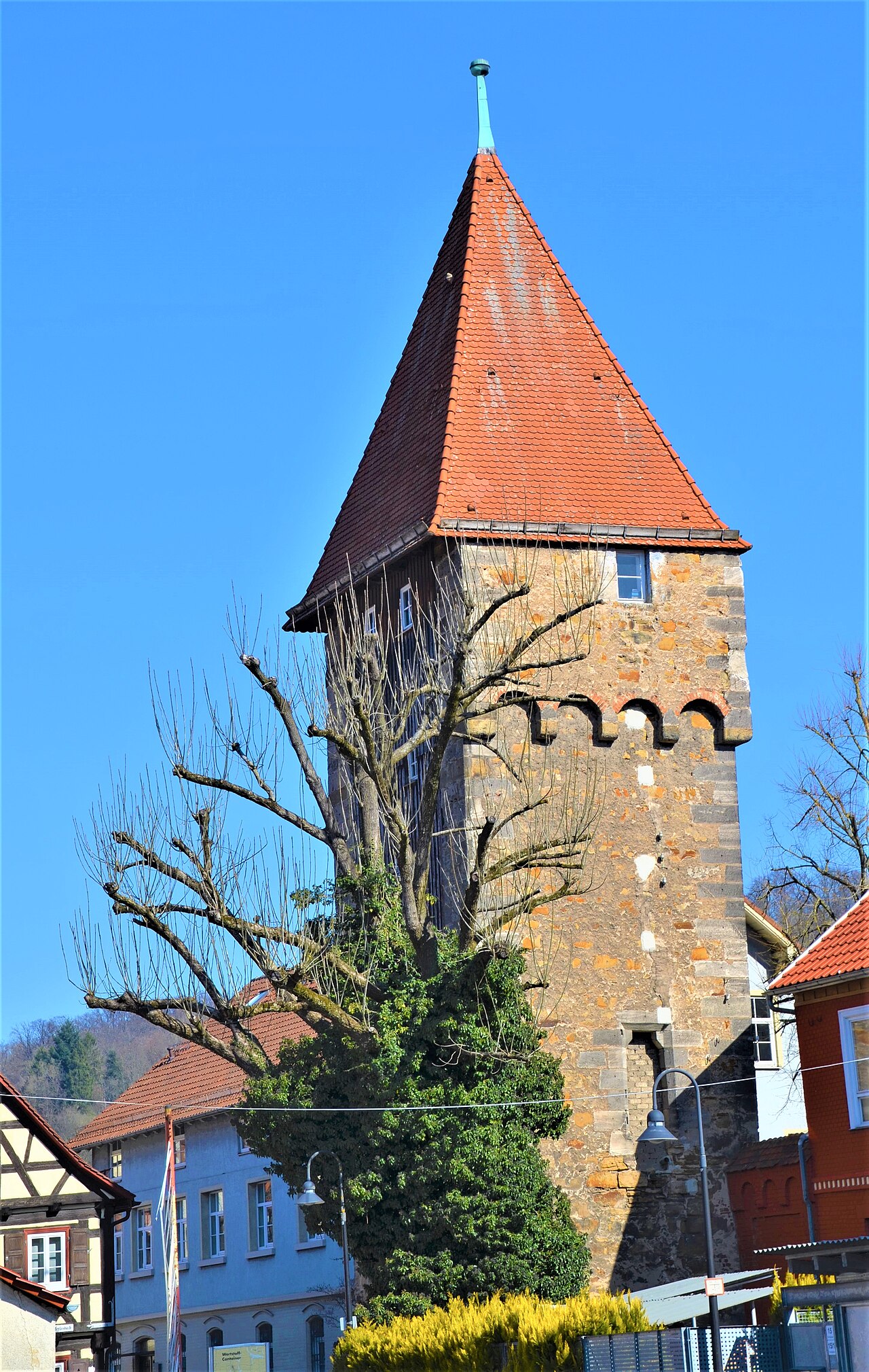 Stadtbefestigung Wasserturm in Schwäbisch Gmünd von Süden