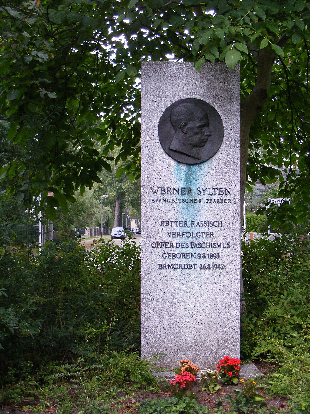 Memorial to "Pastor Werner Sylten , Murdered by the Nazis in 1942 in Schloss Hartheim, Austria
