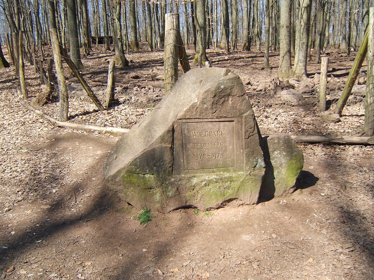 Stein mit Inschrift im Wildpark Betzenberg, Kaiserslautern