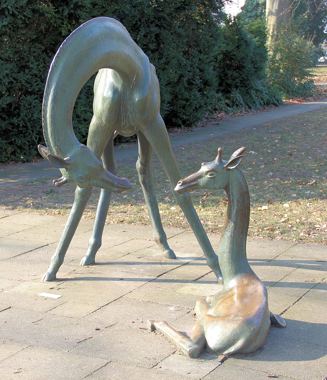 Memorial, " Zwei Giraffen " by Hans-Detlev Hennig , 1979-80, Schloßinsel, Berlin-Köpenick , Germany